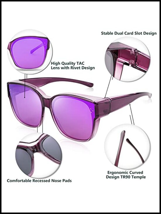 Polarized Fit Over Sunglasses XXL Oversized Square UV400 TR90 Frame Driving main image 4